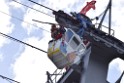 Koelner Seilbahn Gondel blieb haengen Koeln Linksrheinisch P161